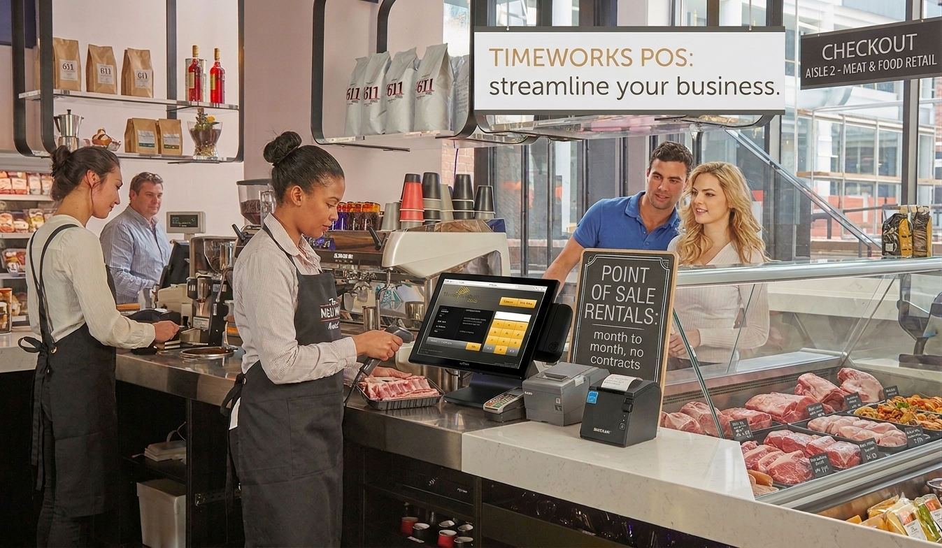 TimeWorks POS terminal at a real deli counter showcasing streamlined checkout