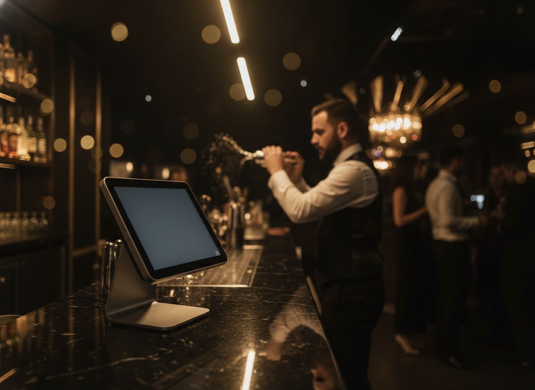 POS terminal on a VIP nightclub bar