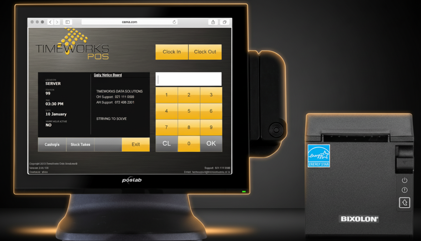 TimeWorks Poslab touchscreen terminal with Bixolon receipt printer